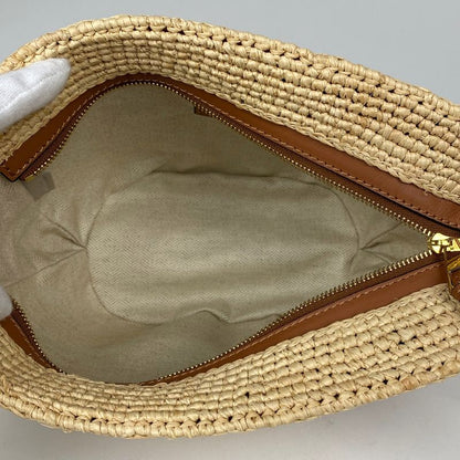 Loewe Slit Pochette Bag Anagram Bag Shoulder Bag Raffia Brown Women