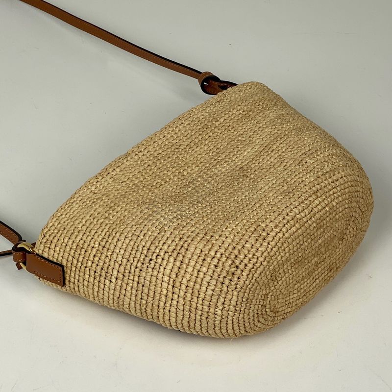 Loewe Slit Pochette Bag Anagram Bag Shoulder Bag Raffia Brown Women