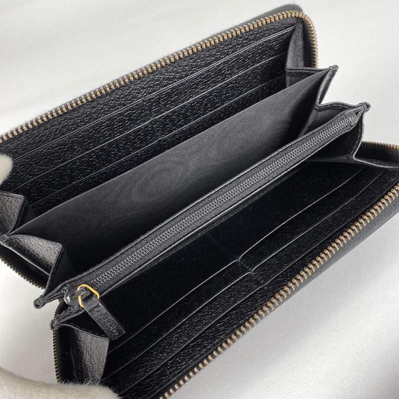 Gucci GG Marmont Long Wallet Double G Round Zipper Long Leather Black 428736