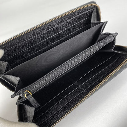 Gucci GG Marmont Long Wallet Double G Round Zipper Long Leather Black 428736