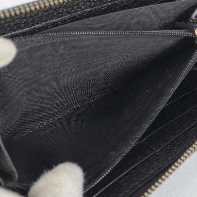 Gucci GG Marmont Long Wallet Double G Round Zipper Long Leather Black 428736