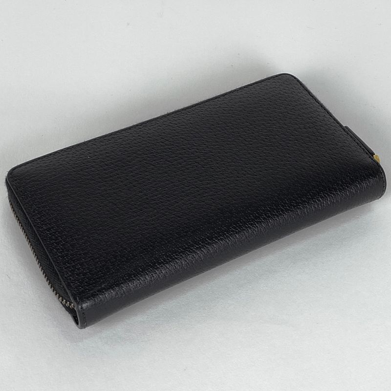 Gucci GG Marmont Long Wallet Double G Round Zipper Long Leather Black 428736