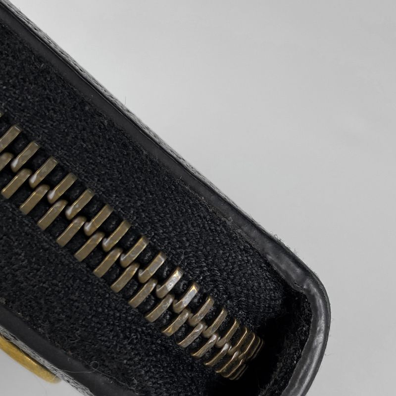 Gucci GG Marmont Long Wallet Double G Round Zipper Long Leather Black 428736