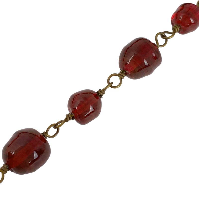 Chanel Logo Necklace 2strands Long Gripore Necklace GP Gold Red Ladies