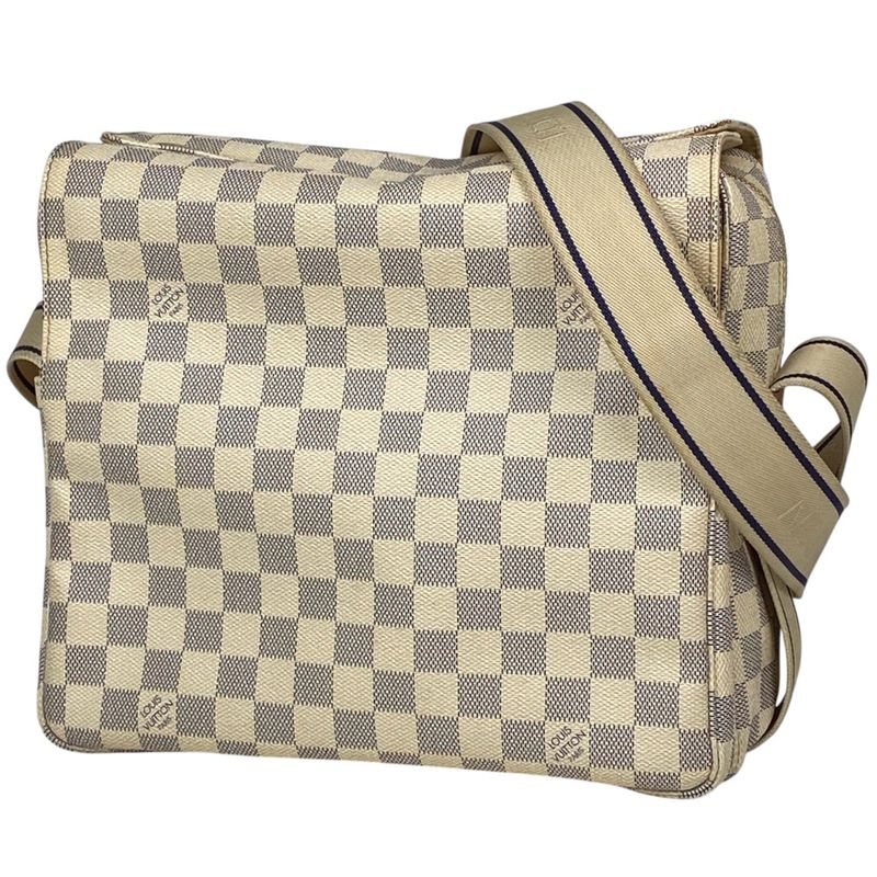 Louis Vuitton Naviglio Crossbody Shoulder Bag Damier Azure White N51189 Women