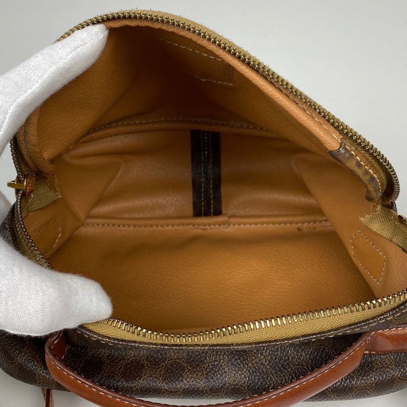 Celine Macadam Pattern Shoulder Bag Crossbody Shoulder Bag Coated Canvas Brown