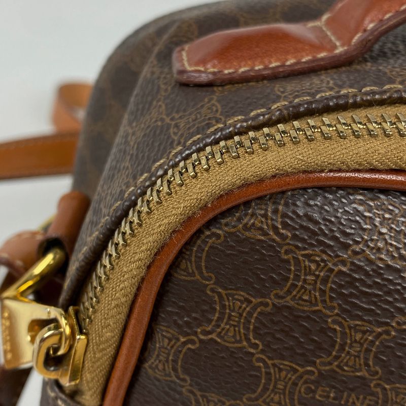 Celine Macadam Pattern Shoulder Bag Crossbody Shoulder Bag Coated Canvas Brown