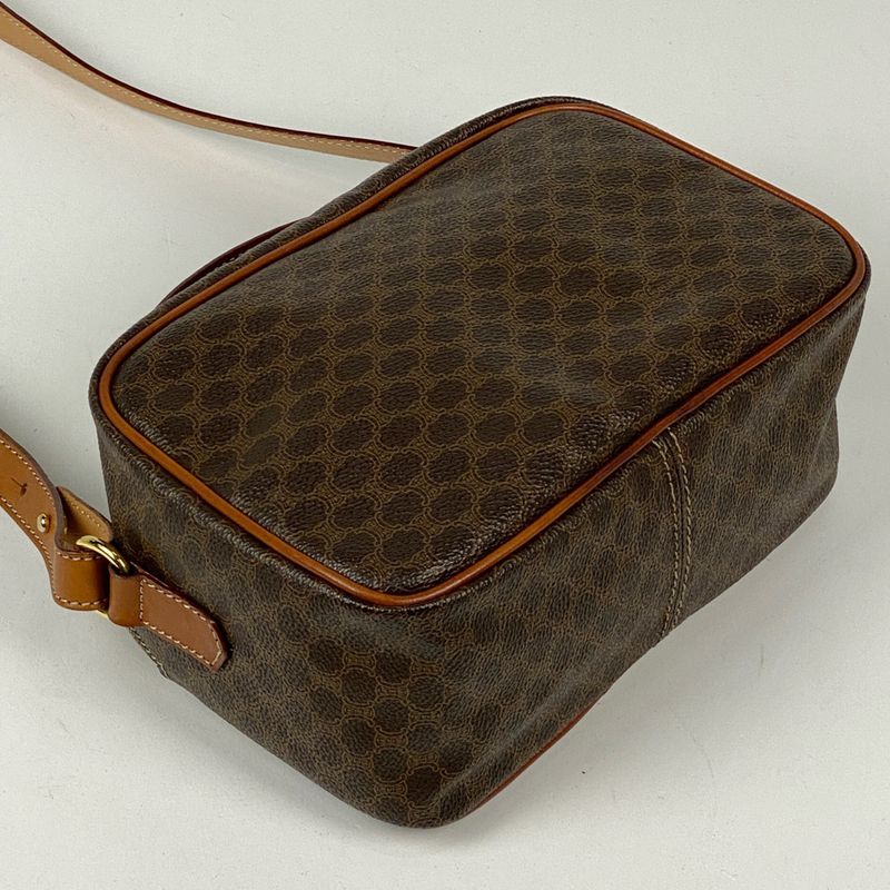 Celine Macadam Pattern Shoulder Bag Crossbody Shoulder Bag Coated Canvas Brown