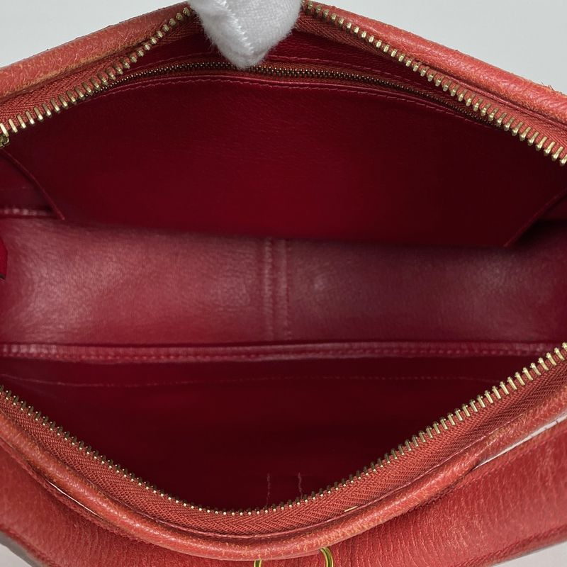 Hermes Trim 31 One Shoulder Bag Leather Red E Ladies