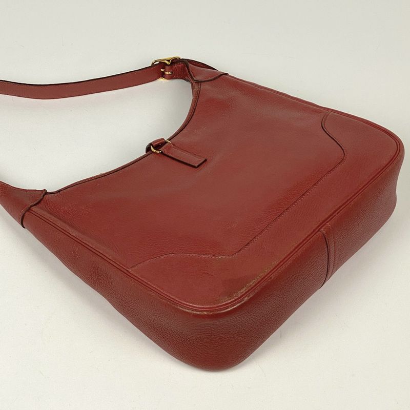 Hermes Trim 31 One Shoulder Bag Leather Red E Ladies