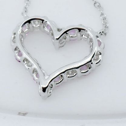 Tiffany & Co Sentimental Heart With Diamonds And Pink Sapphires Necklace Pt950