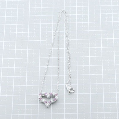 Tiffany & Co Sentimental Heart With Diamonds And Pink Sapphires Necklace Pt950