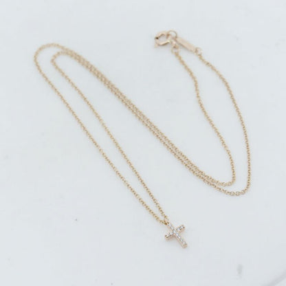 Tiffany & Co Metro Cross Diamond Necklace 18K Pink Gold (18k Pink Gold)