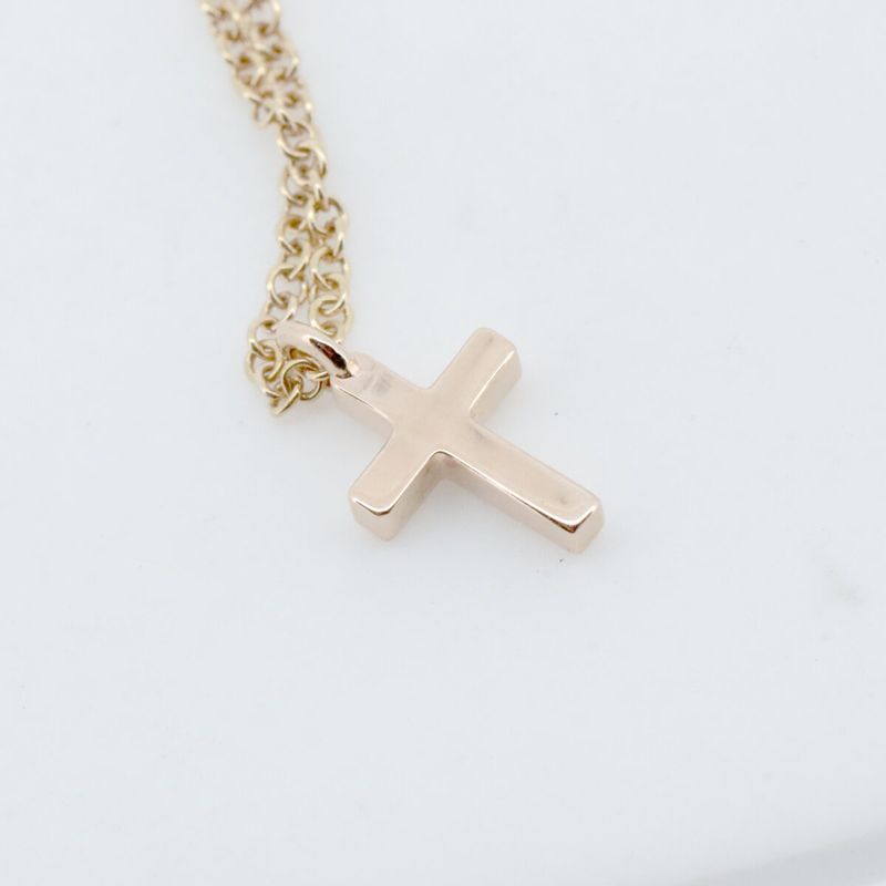 Tiffany & Co Metro Cross Diamond Necklace 18K Pink Gold (18k Pink Gold)