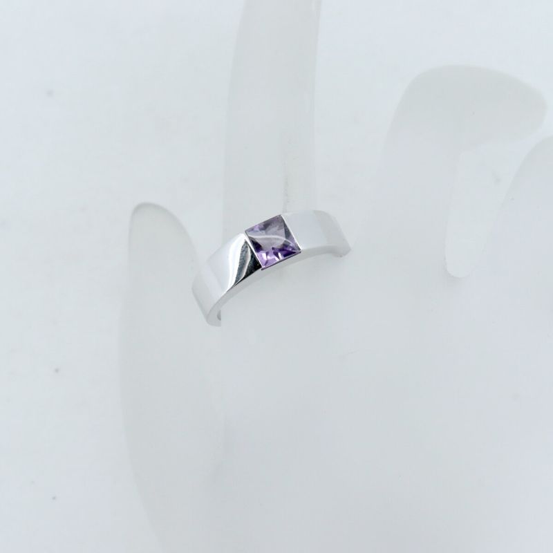 Cartier Tank Ring Ring Size 16.5 Amethyst 18K White Gold (18k White Gold )