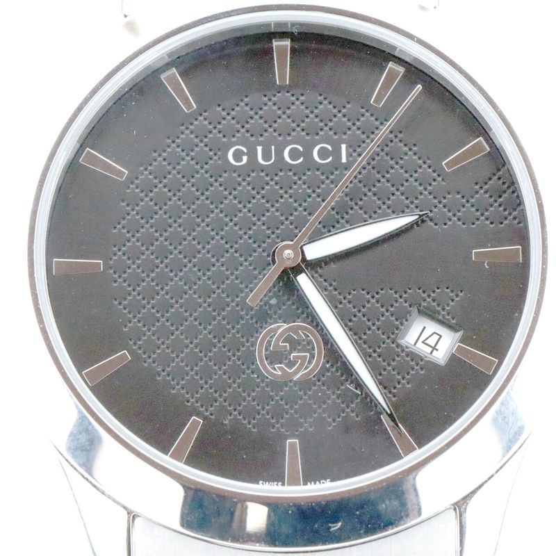 Gucci Timeless Ya1264106 Men's Watch Silver Color Quartz Black Dial Pawnshop Lot
