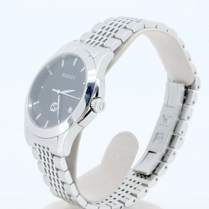 Gucci Timeless Ya1264106 Men's Watch Silver Color Quartz Black Dial Pawnshop Lot