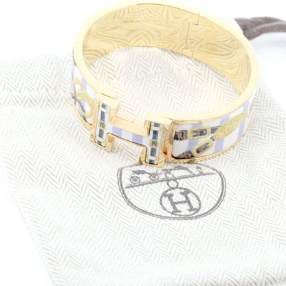 Hermes Click H Belt Pattern Enamel Bracelet Gold Hardware Pawnbroker