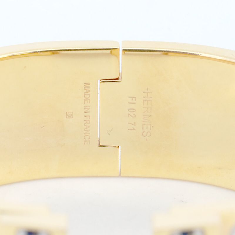 Hermes Click H Belt Pattern Enamel Bracelet Gold Hardware Pawnbroker