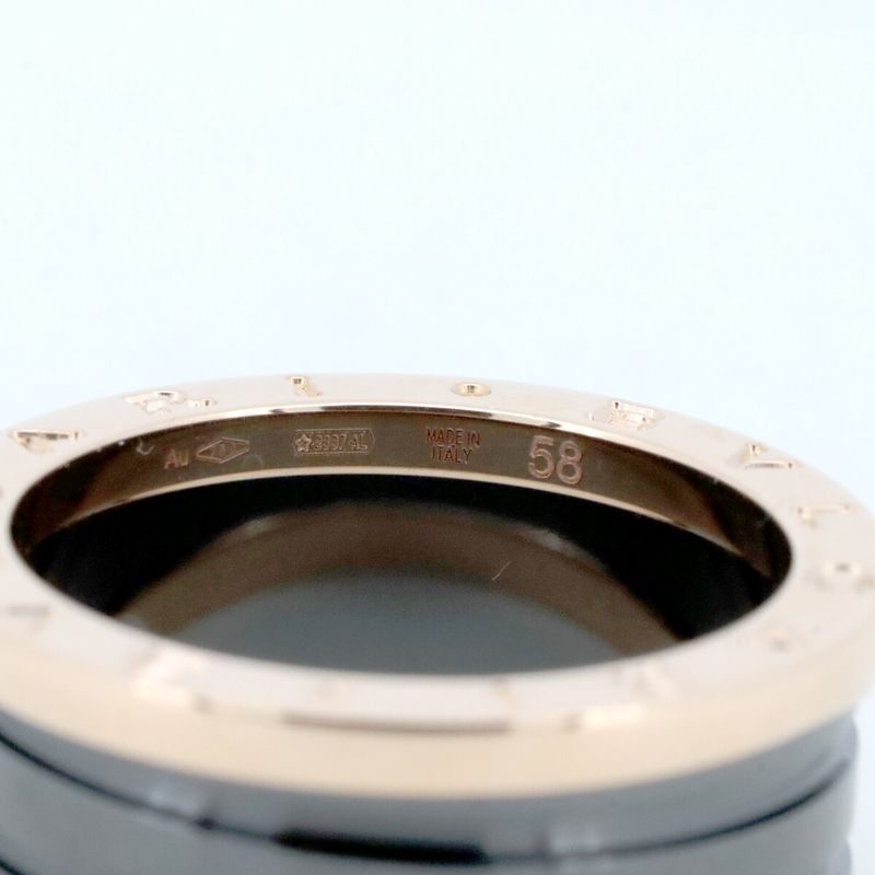 Bulgari Bee Zero One 4-band Black Ceramic Size 17.5 18K Pink Gold (18k Pink