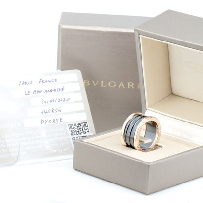 Bulgari Bee Zero One 4-band Black Ceramic Size 17.5 18K Pink Gold (18k Pink