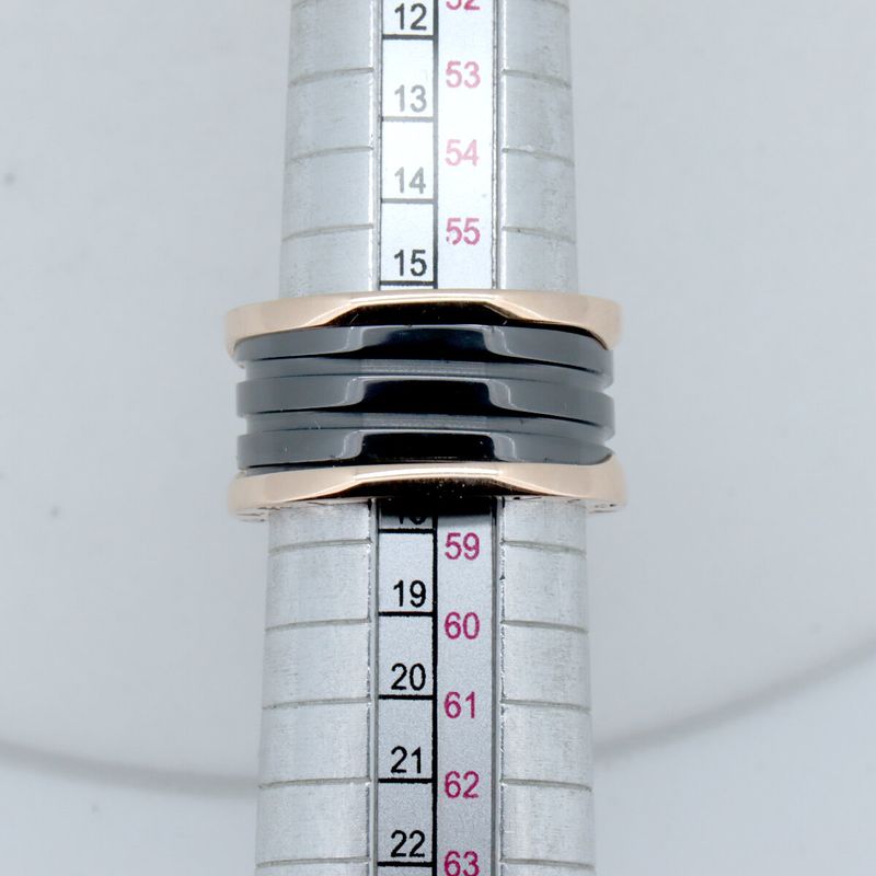 Bulgari Bee Zero One 4-band Black Ceramic Size 17.5 18K Pink Gold (18k Pink