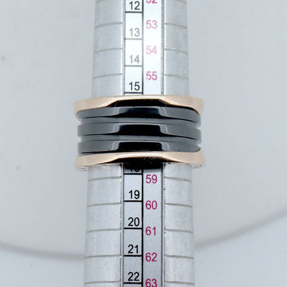 Bulgari Bee Zero One 4-band Black Ceramic Size 17.5 18K Pink Gold (18k Pink