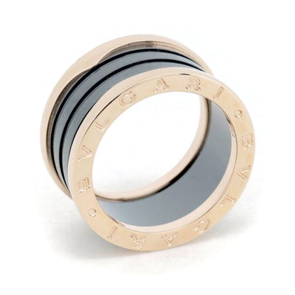 Bulgari Bee Zero One 4-band Black Ceramic Size 17.5 18K Pink Gold (18k Pink