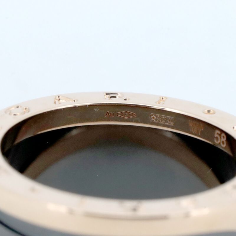 Bulgari Bee Zero One 4-band Black Ceramic Size 17.5 18K Pink Gold (18k Pink