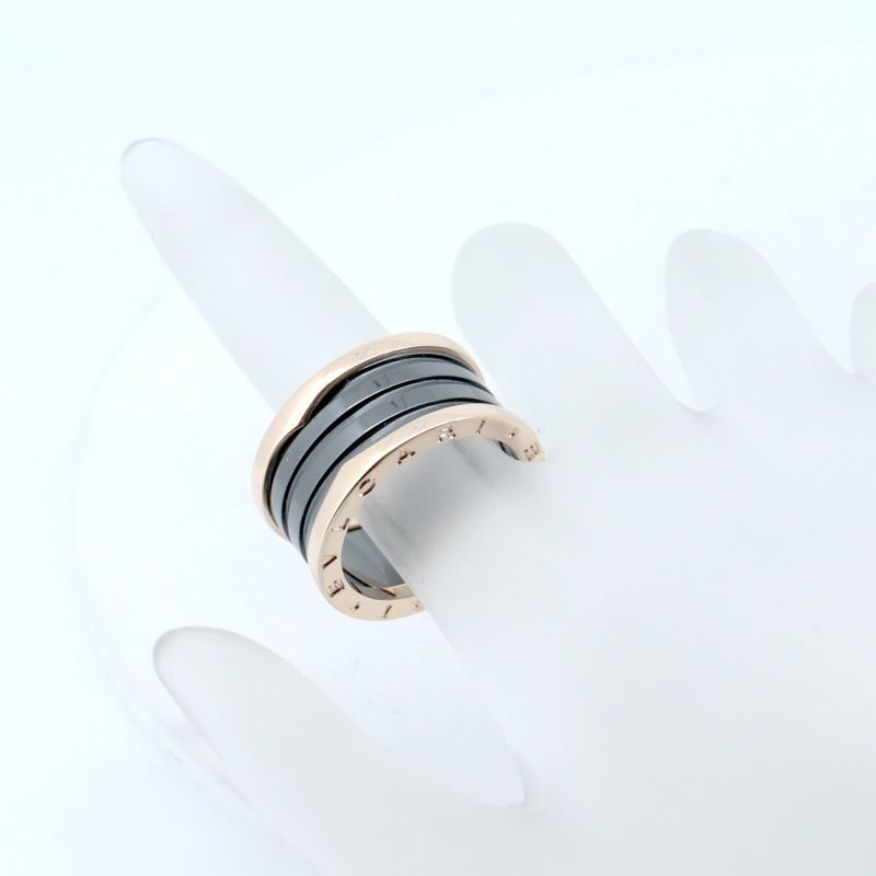 Bulgari Bee Zero One 4-band Black Ceramic Size 17.5 18K Pink Gold (18k Pink
