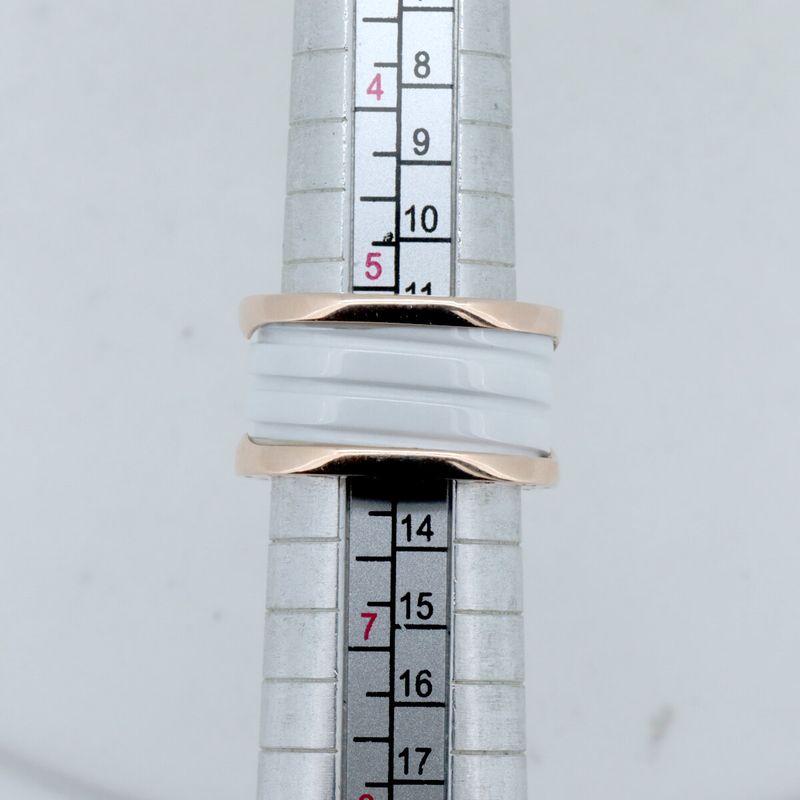 Bulgari Bee Zero One 4-band White Ceramic Size 11 18K Pink Gold (18k Pink Gold)