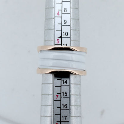 Bulgari Bee Zero One 4-band White Ceramic Size 11 18K Pink Gold (18k Pink Gold)