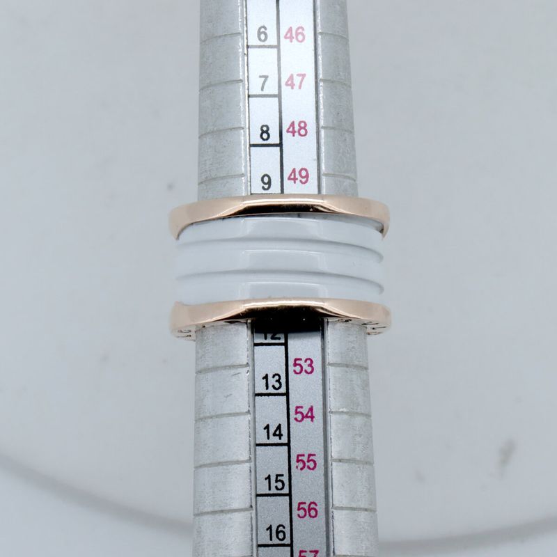 Bulgari Bee Zero One 4-band White Ceramic Size 11 18K Pink Gold (18k Pink Gold)