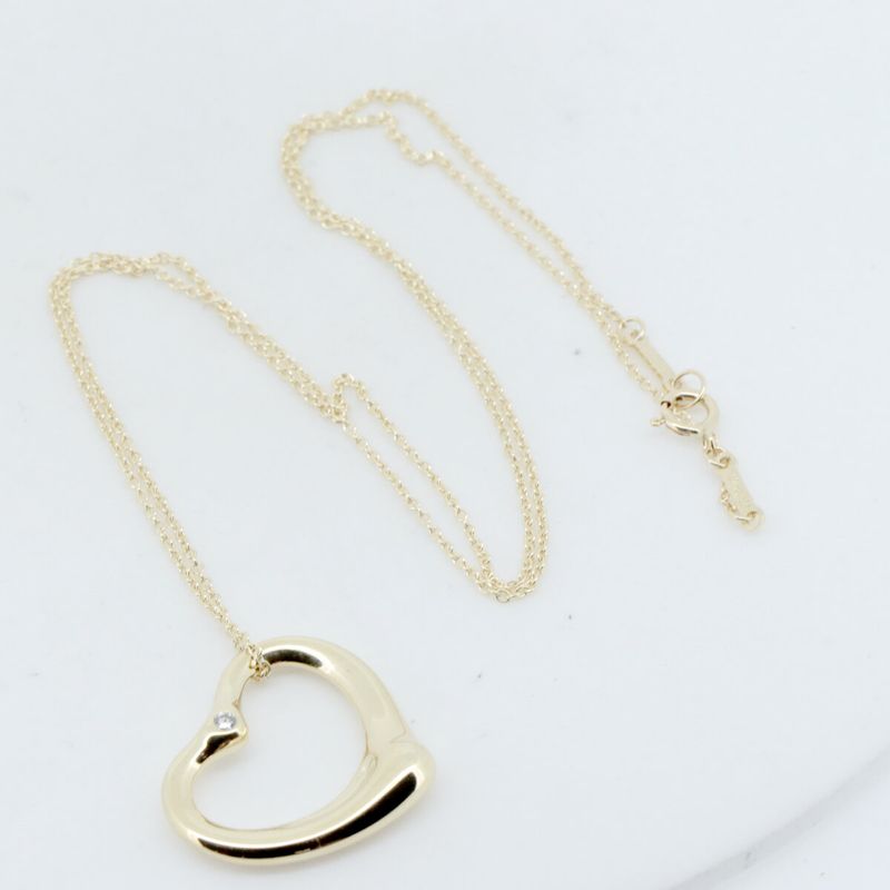 Tiffany & Co Open Heart Diamond Necklace 2P 18K Yellow Gold (18k Yellow Gold)