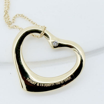 Tiffany & Co Open Heart Diamond Necklace 2P 18K Yellow Gold (18k Yellow Gold)