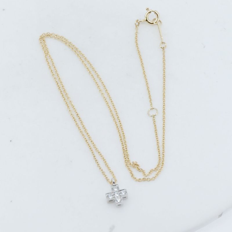 Tiffany & Co Cruciform Diamond Necklace 18K Yellow Gold (18k Yellow Gold) Pt950