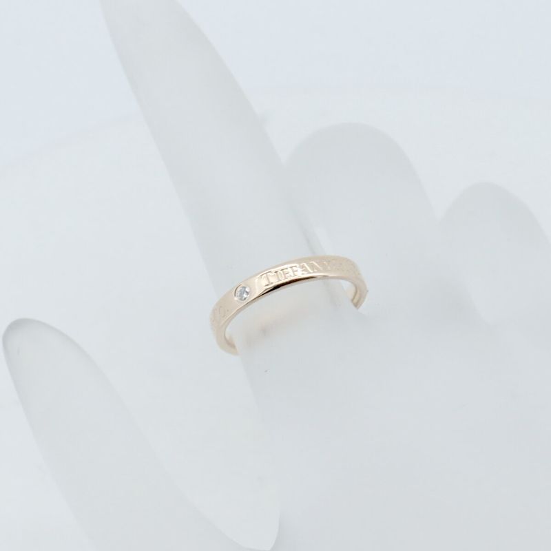 Tiffany & Co Flat Band Diamond Ring Ring Size 9 3 Points 18K Pink Gold (18k