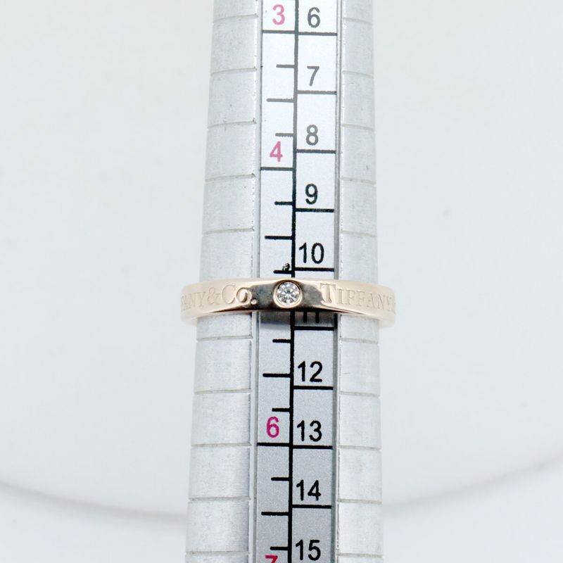 Tiffany & Co Flat Band Diamond Ring Ring Size 9 3 Points 18K Pink Gold (18k