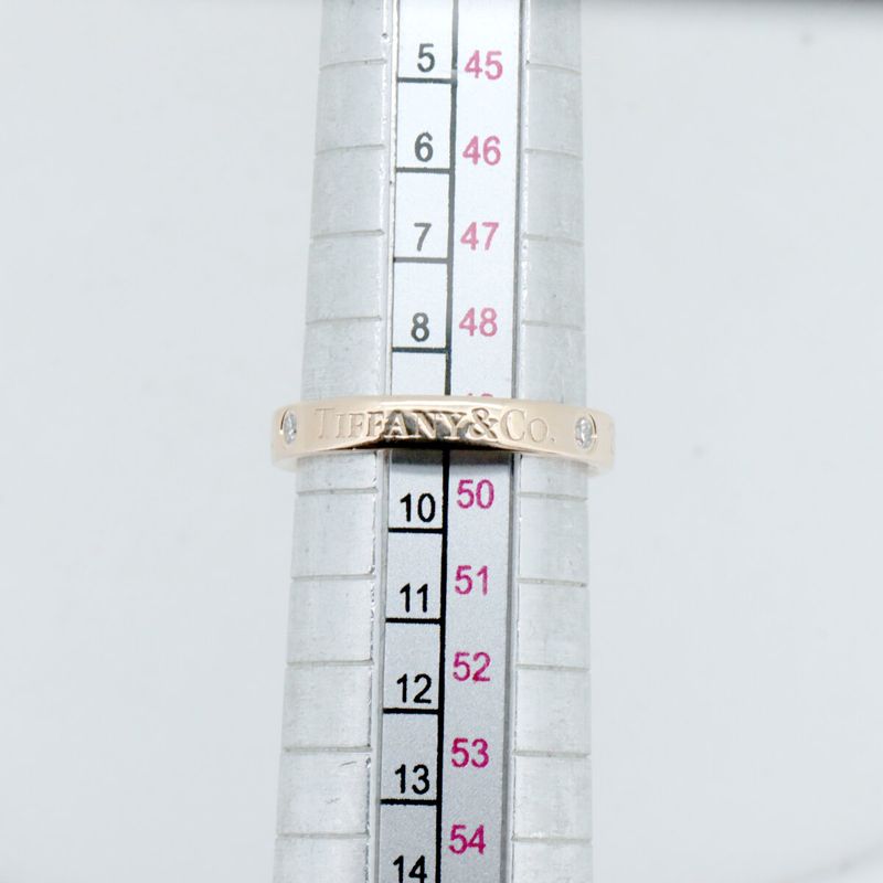 Tiffany & Co Flat Band Diamond Ring Ring Size 9 3 Points 18K Pink Gold (18k