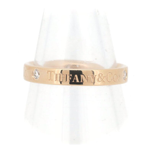 Tiffany & Co Flat Band Diamond Ring Ring Size 9 3 Points 18K Pink Gold (18k