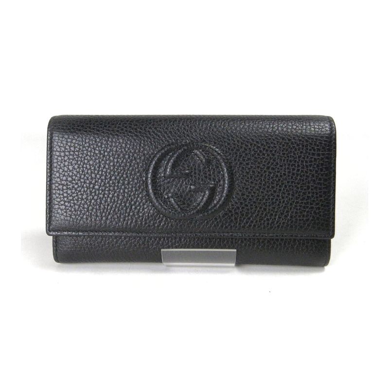 Gucci Interlocking Long Wallet With Coin Purse 598206 Black Men's Pawnshop Item