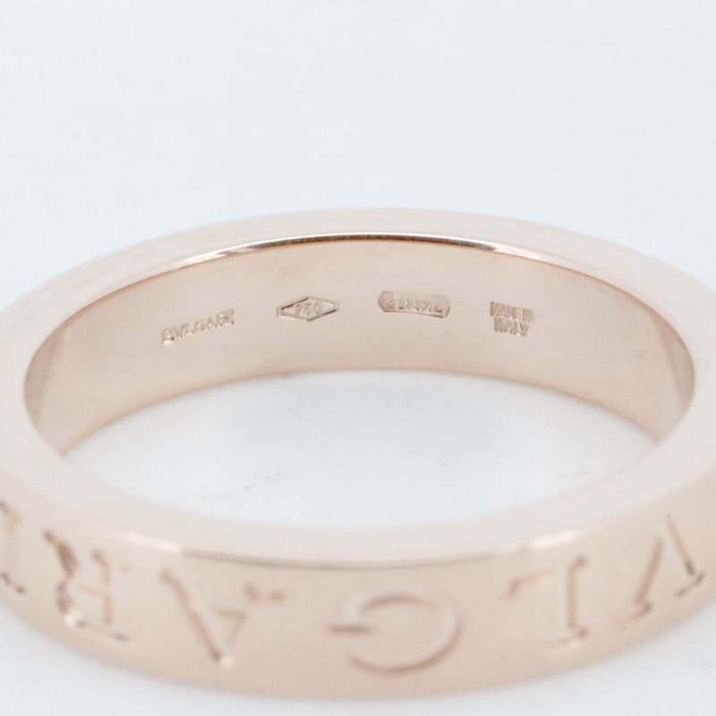 Bulgari Double Logo Diamond Ring Size 13.5 18K Pink Gold (18k Pink Gold)