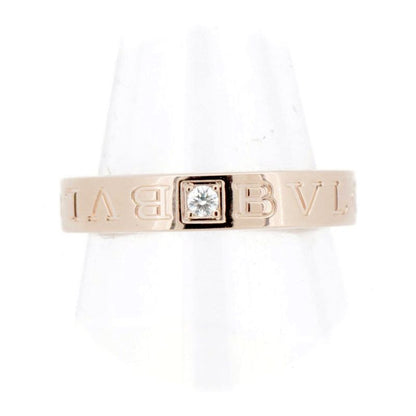 Bulgari Double Logo Diamond Ring Size 13.5 18K Pink Gold (18k Pink Gold)