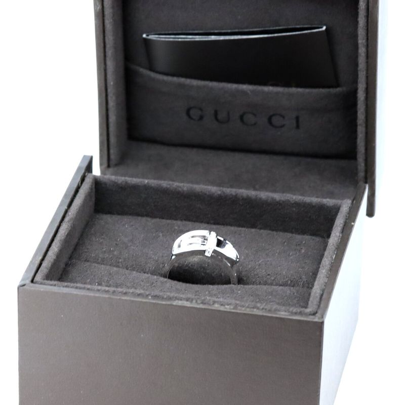 Gucci Belt Motif Diamond Ring Ring Size 10 18K White Gold (18k White Gold )