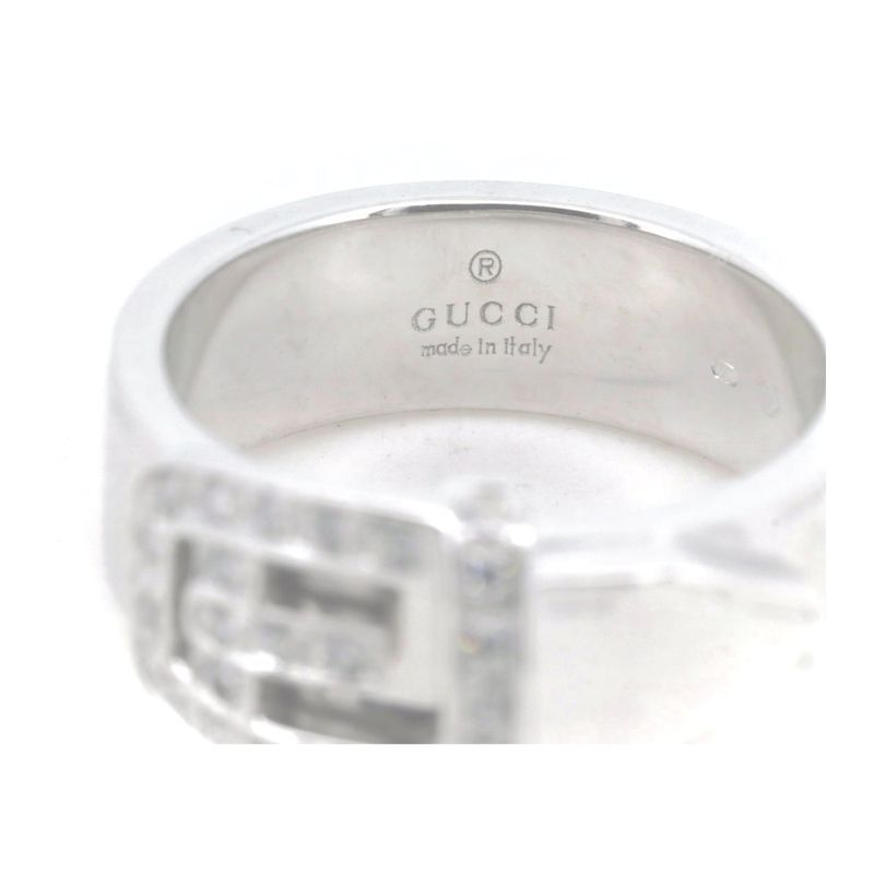 Gucci Belt Motif Diamond Ring Ring Size 10 18K White Gold (18k White Gold )