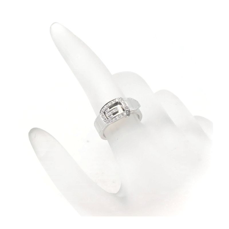 Gucci Belt Motif Diamond Ring Ring Size 10 18K White Gold (18k White Gold )