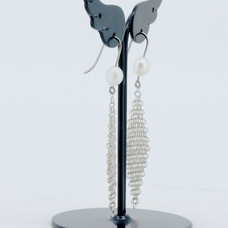Tiffany & Co Freshwater Pearl Mesh Earrings Sv925 Pawnshop Item