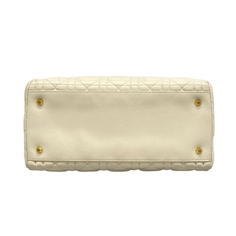 Dior Christian Dior Handbag Lady Dior Medium Bag Ivory Gold Hardware Lambskin