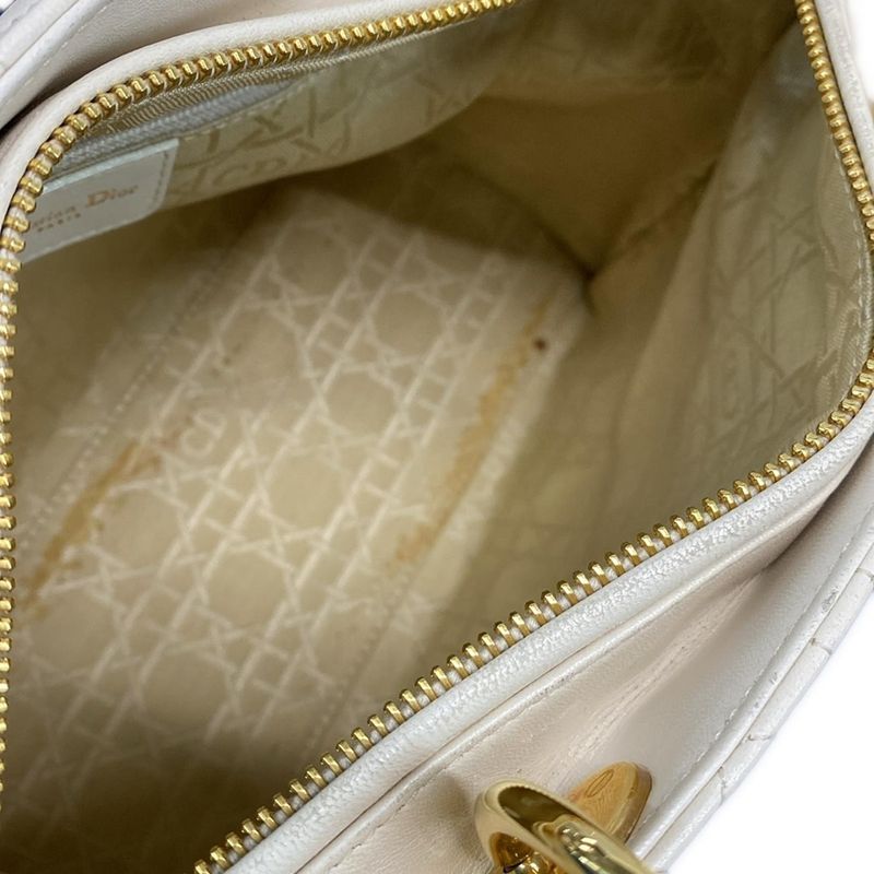 Dior Christian Dior Handbag Lady Dior Medium Bag Ivory Gold Hardware Lambskin