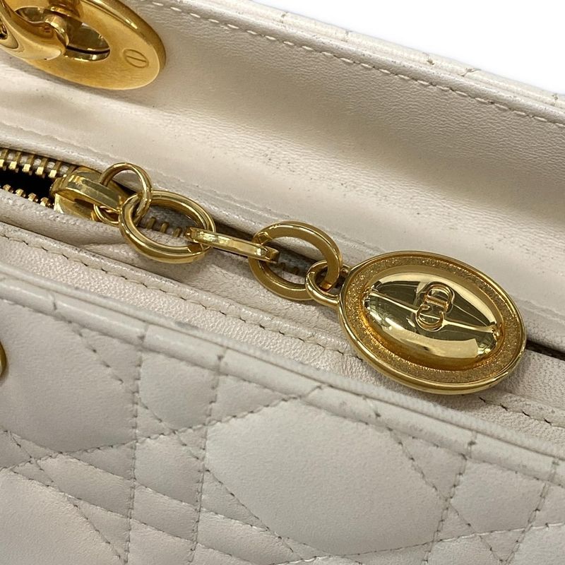 Dior Christian Dior Handbag Lady Dior Medium Bag Ivory Gold Hardware Lambskin